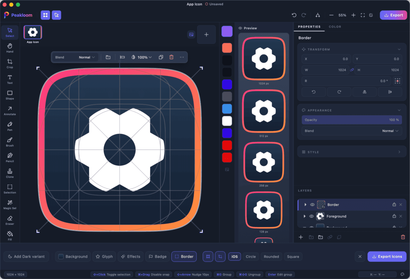 App Icon Studio in Peakloom - multi-platform icon export