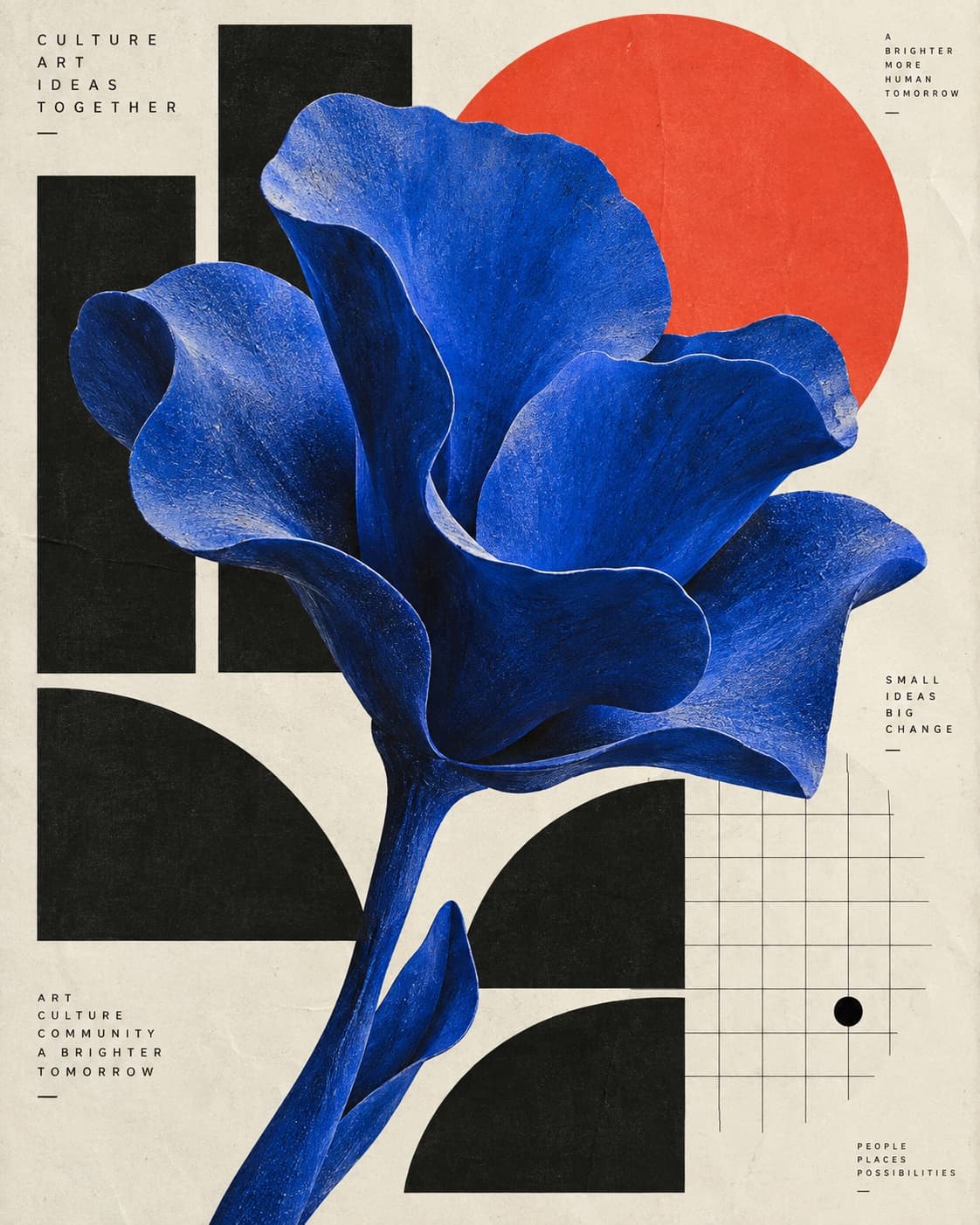 A flat blue flower poster before Magic Layer